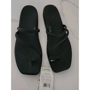 Crocs Black Strappy Miami Toe Loop Sandal Size w11 NEW